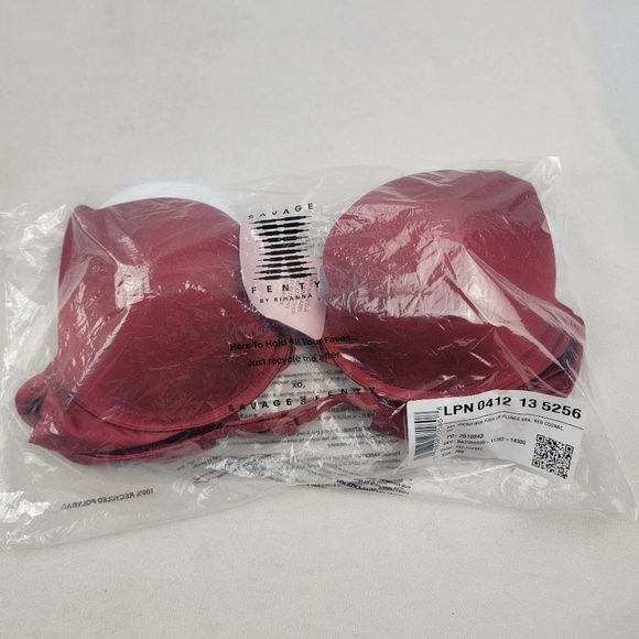 NWT Savage X Fenty microfiber push-up plunge bra in red cognac - Picture 6 of 7